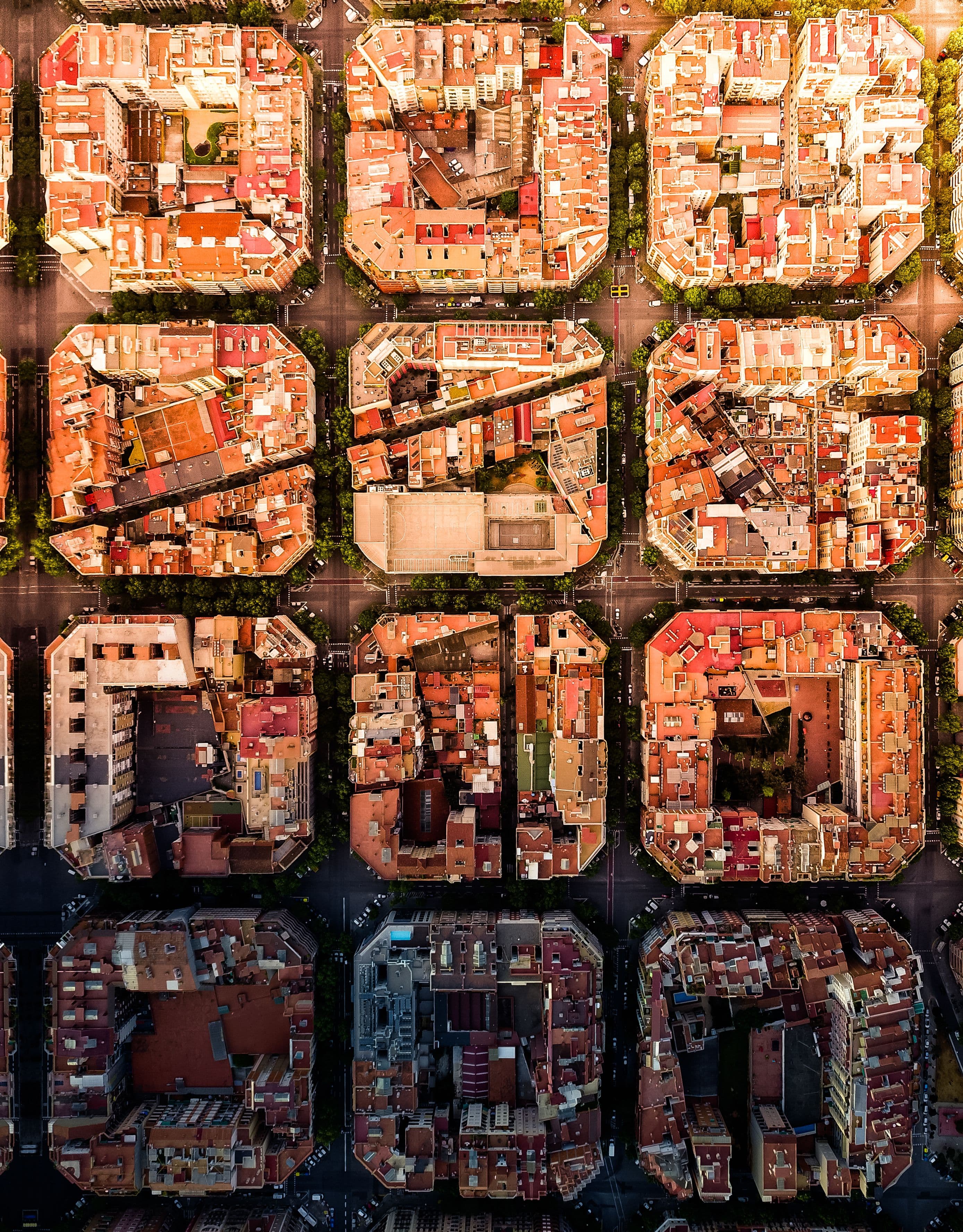 Vista aérea de la trama urbana del Eixample de Barcelona